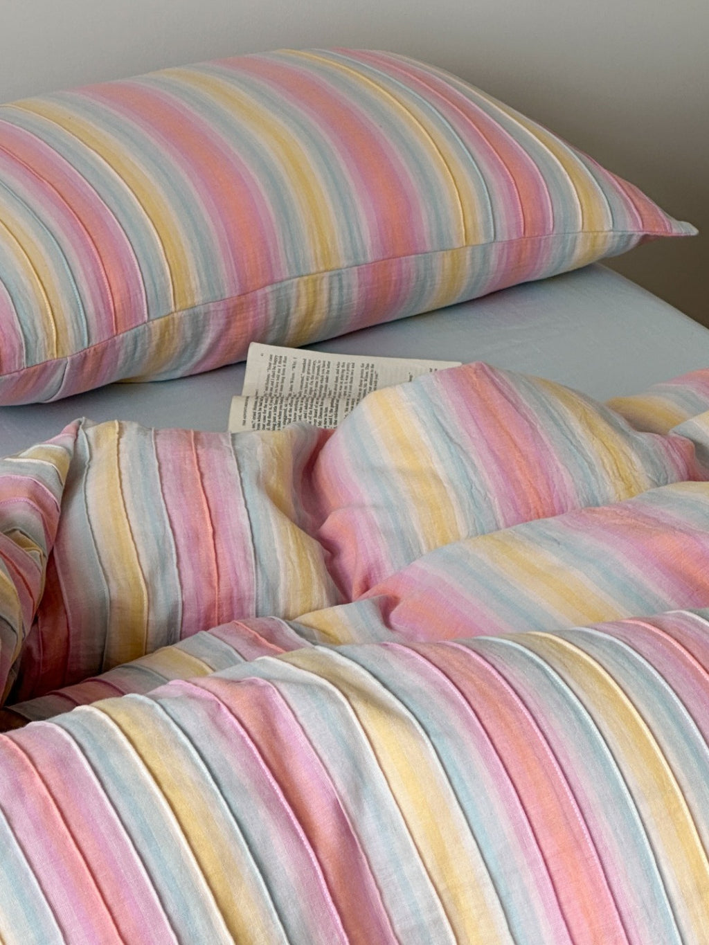 Dreamweaver Pastel Stripe Smocked Muslin Bedding Set original reference image 7