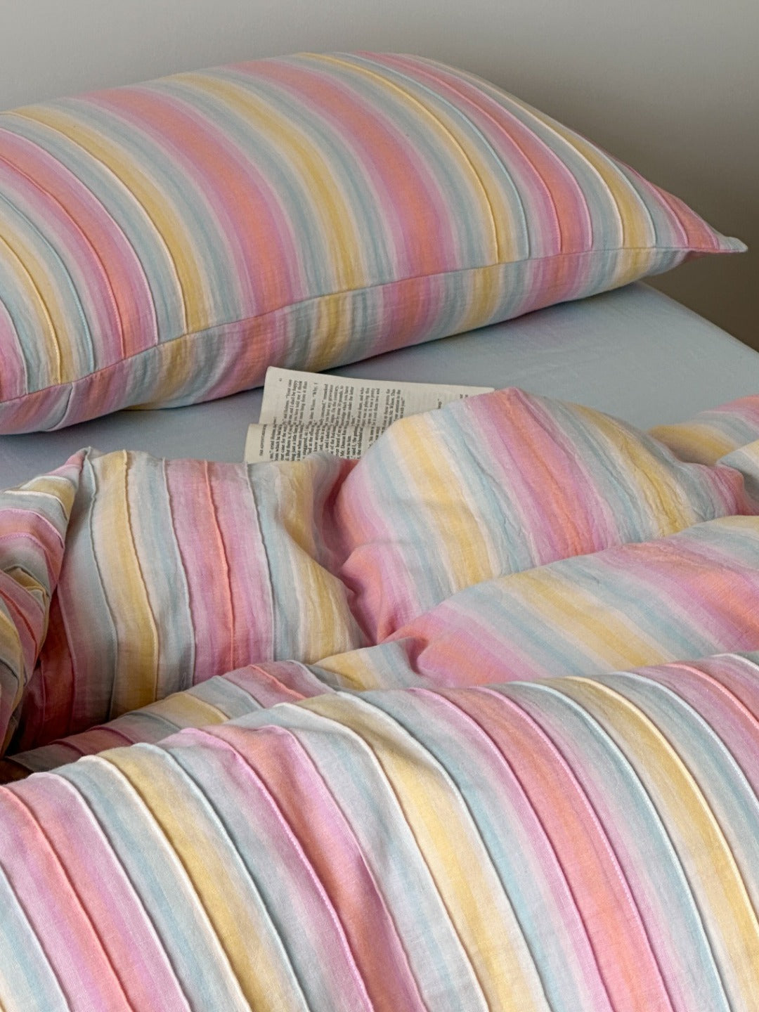 Dreamweaver Pastel Stripe Smocked Muslin Bedding Set original reference image 7