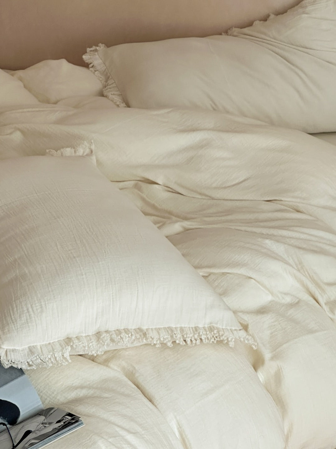 Isla Ivory Tassel-Trim Muslin Bedding Set original reference image 7