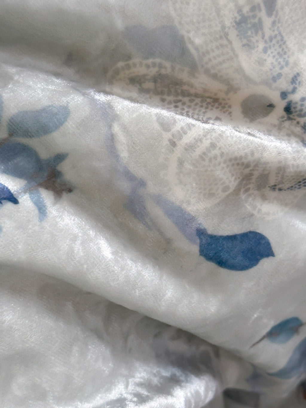Serene Blue Watercolor Floral Velvet Bedding Set original reference image 6